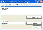 Dialog pro doplnění slov do slovníku pro kontrolu pravopisu