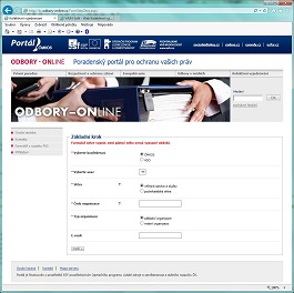 První krok formuláře pro zadání rozsahu PKS