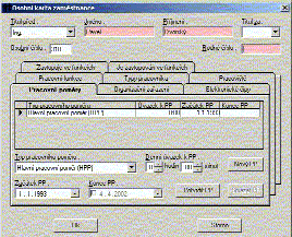 Formulář s osobní kartou zaměstnance pro správu veškerých evidovaných údajů