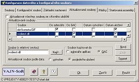 Pracovní plocha programu Konfigurace datového a konfiguračního souboru