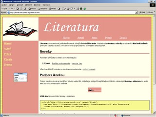 Titulní stránka webu Literatura