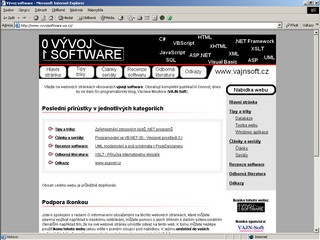 Titulní stránka webové aplikace Vývoj software